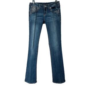 Grace in LA Jeans Womens 27x32 Blue Bootcut Rhinestone Embellished Bling Western